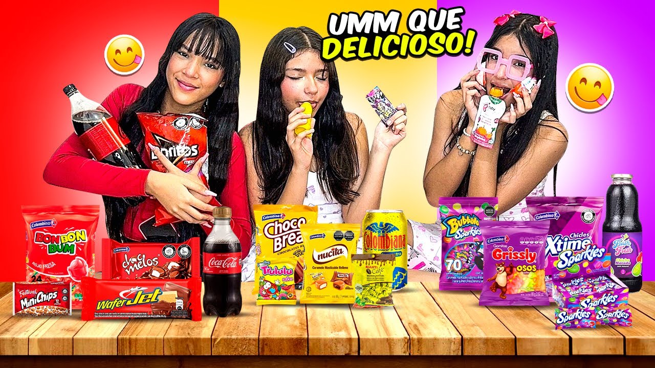 RULETAS DE COLORES Y PROBANDO DULCES DEL COLOR