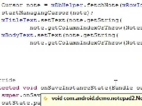 Android NotePad Tutorial video 14/16