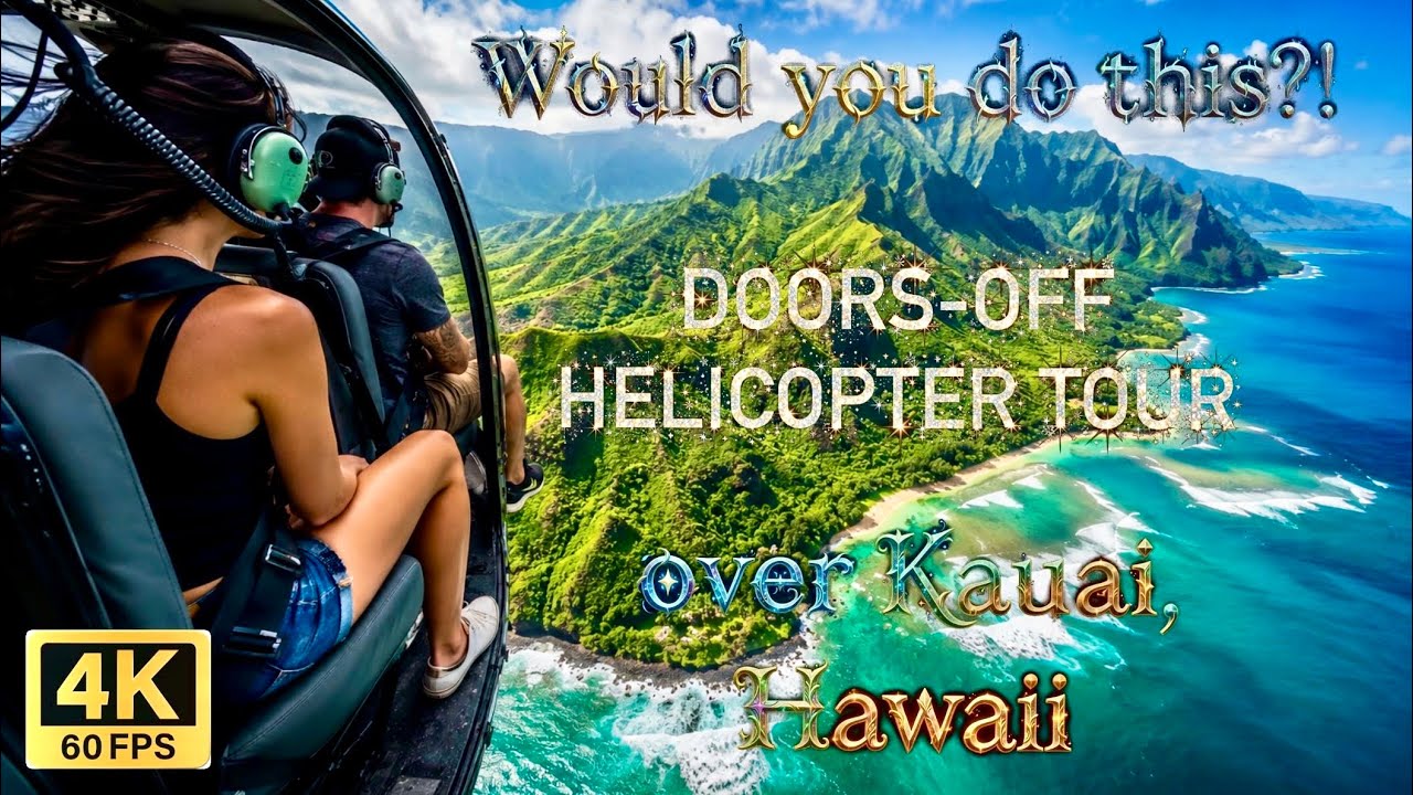 Kauai Hawaii Doors-Off Helicopter Tour 🌴 Jurassic Park Filming Locations | 4K Aerial