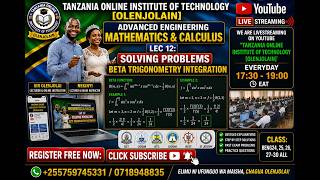 LEC 12 | PROBLEMS SOLVING BETA INTEGRATION | ADV ENG MATHS& CALCULUS| NTA 7 | 1ST&2ND YEAR|OLENJOLAI