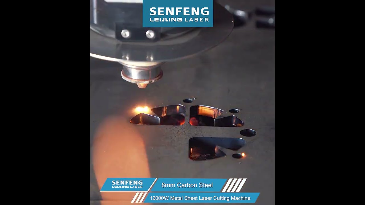 Senfeng - vláknový laser 12 kW - řezání 8mm černého plechu