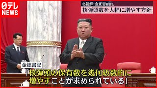 【北朝鮮】金総書記、核弾頭数を大幅に増やす方針　核兵器先制使用の可能性にも改めて言及