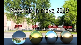 Glass,gold,copper,chrome materials apply in maya 2019