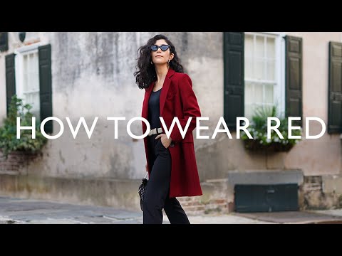 black dress with red pumps