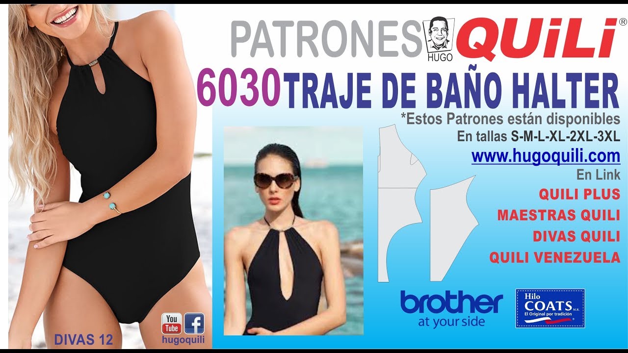 6030 BAÑO HALTER ENTERO. TALLAS YouTube