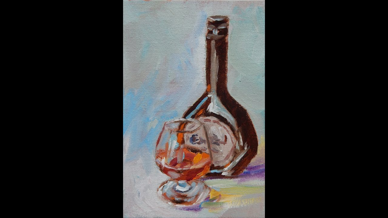 DEMO Oil painting. Glass of brandy. Still life. YouTube