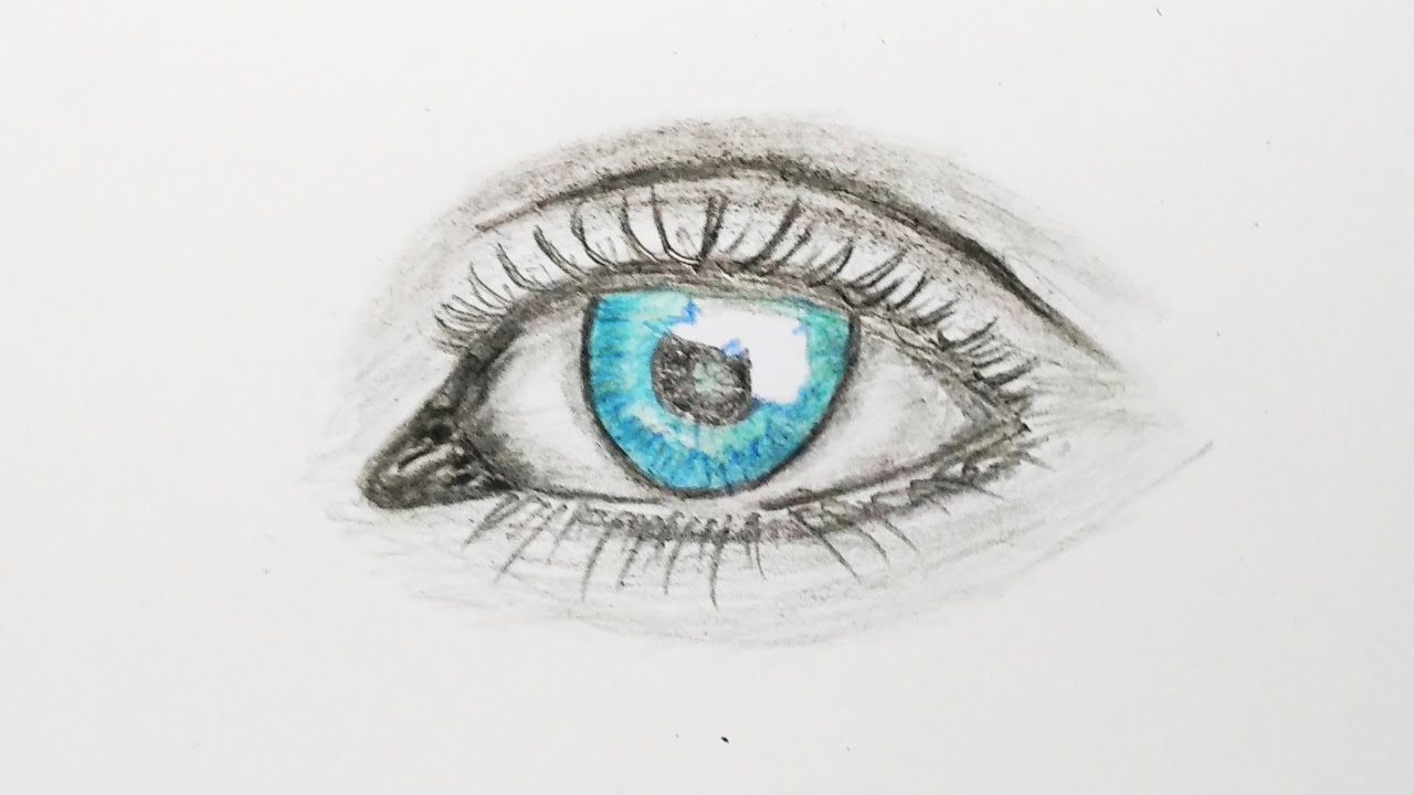 Menggambar mata dengan pensil 