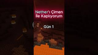 Minecraft Nether&#39;ı Yeşillendiriyorum Gün 1 #minecraft #shorts #minecraftama