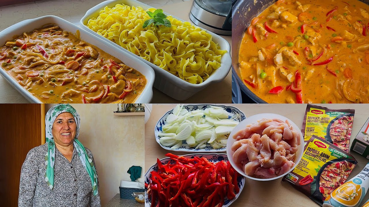 شو عملت بنتي طبخه سهله وسريعه التحضير معكرونه مع صدر دجاج مع الصوص رائع من اشهر اكلات المانيه😍