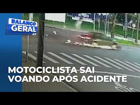 At Avenida Brasil intersection: Security camera captures violent collision between motorcycle and...