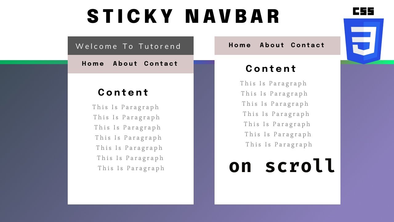 Sticky Navbar on Scroll HTML CSS JS | 2 Methods - YouTube