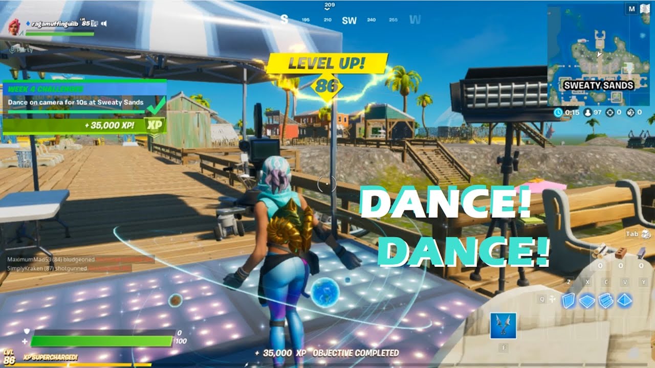FORTNITE FREE REWARDS Dance on camera for 10s at Sweaty Sands YouTube