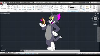 DRAWING TOM AND JERRY IN AUTOCAD || AUTOCAD IMAGE TRACING screenshot 5