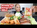 SPICY COLOSSAL PRAWNS (READING OUR DMS) SEAFOOD BOIL MUKBANG!!