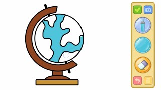 Color Your World: Coloring Pages for Kids - Earth Globe 🌍 Kidzee Kiddie Kids 🌟