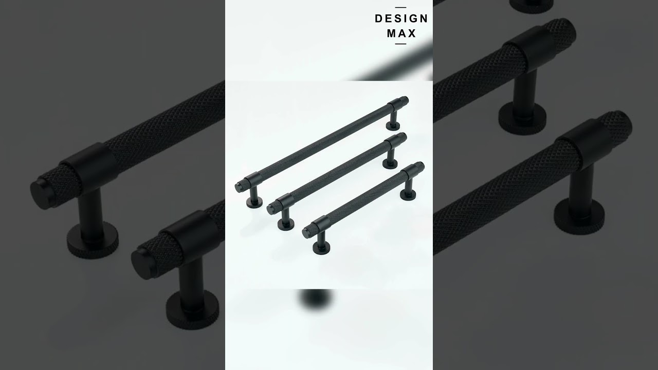 Brisa Matte Black Knurled Cabinet Knob and Pull, Textured Industrial Hardware for Modern Kitchens