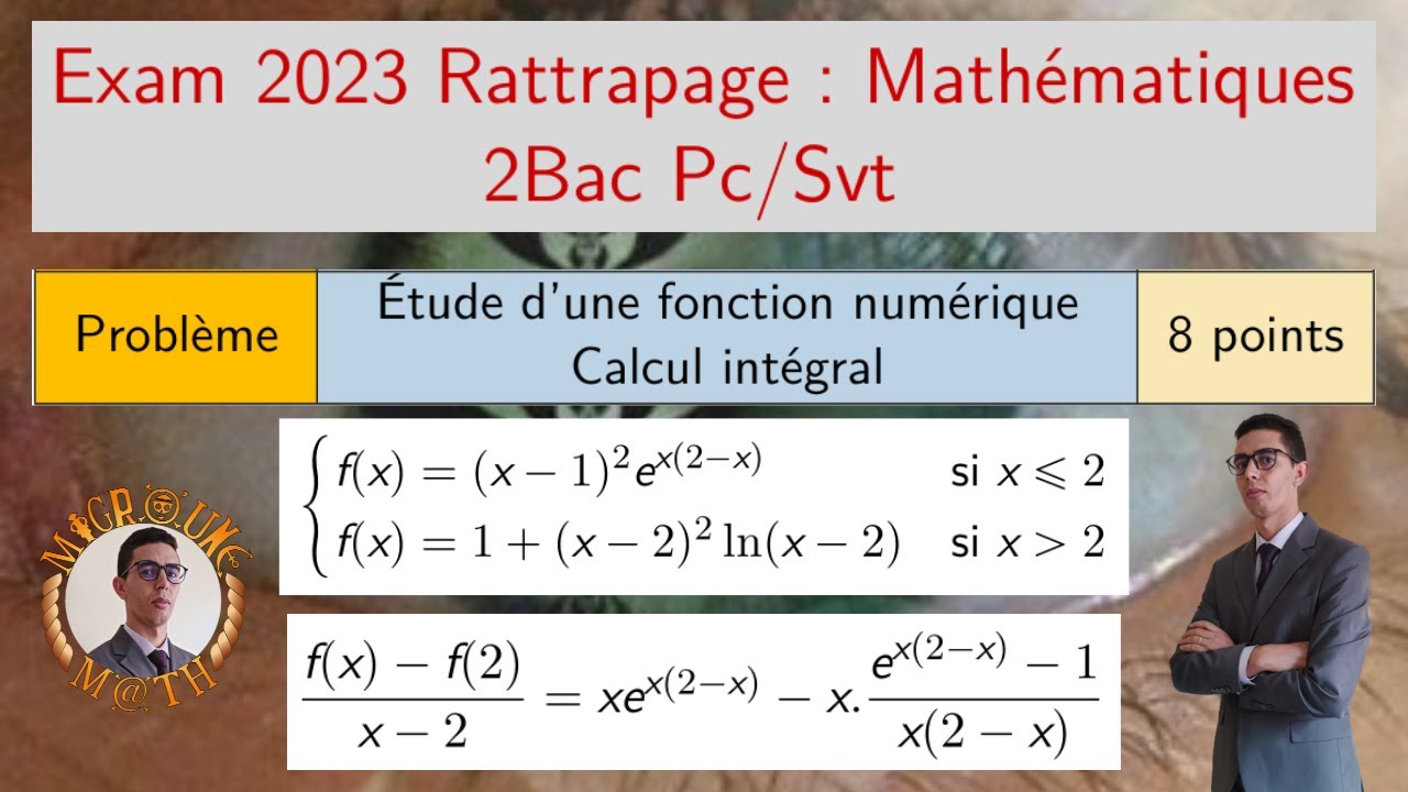 Fonctions  Logarithmes , exponentielles  — Exam 2023 Rattrapage — 2 Bac Pc/Svt