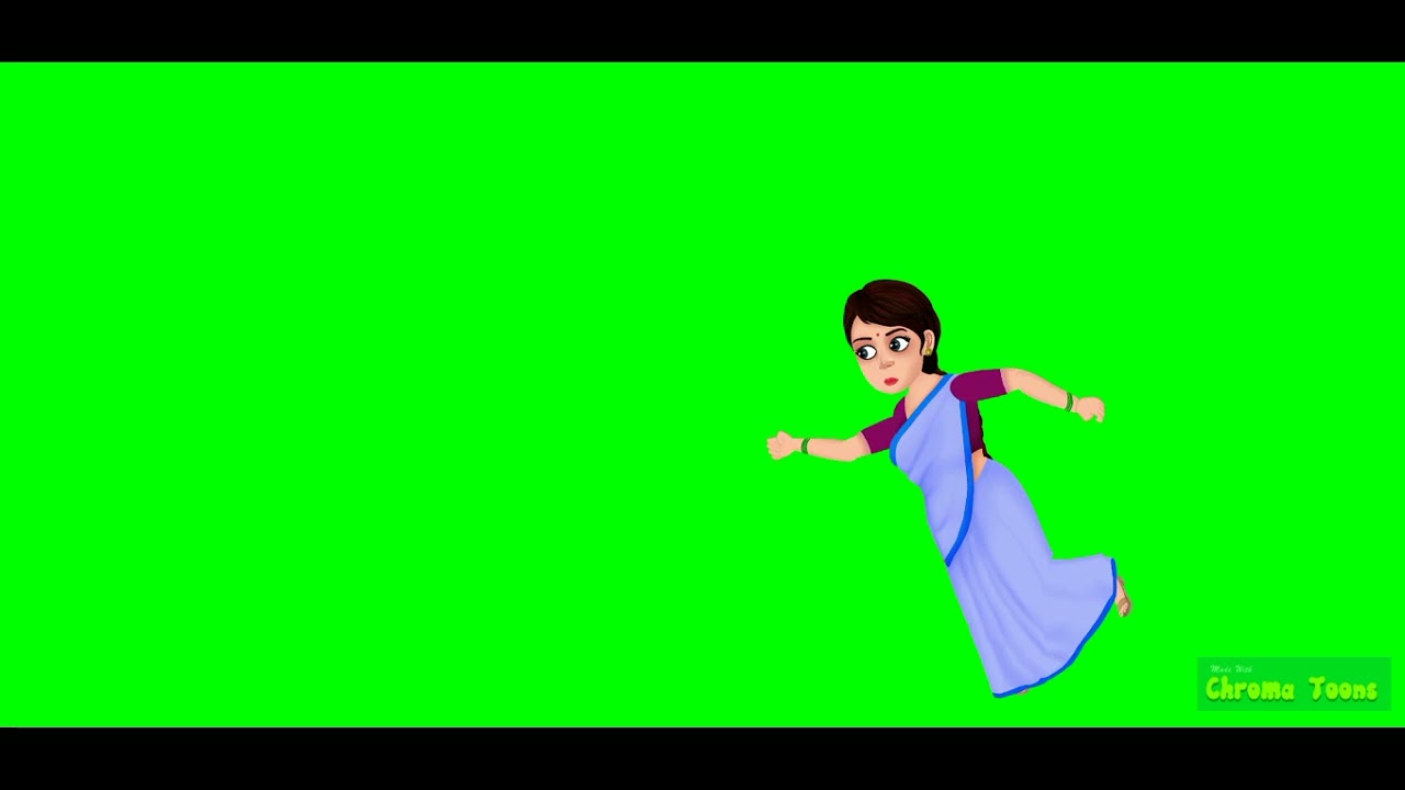 Indian lady swimming | green screen cartoon| 