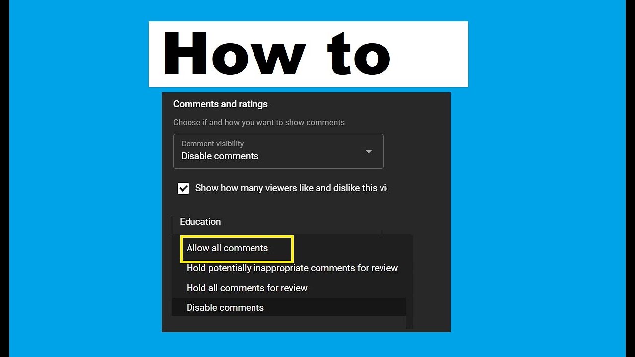 How to turn on comments in youtube YouTube