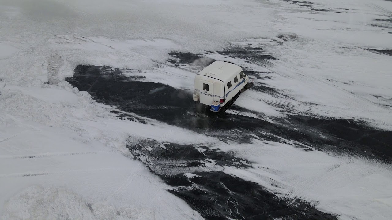 Drone Shots of Ice Fishing with the SnoBear - 2021 Waubay Lake, SD