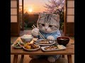 美味しそうに晩ご飯を食べる猫ちゃん