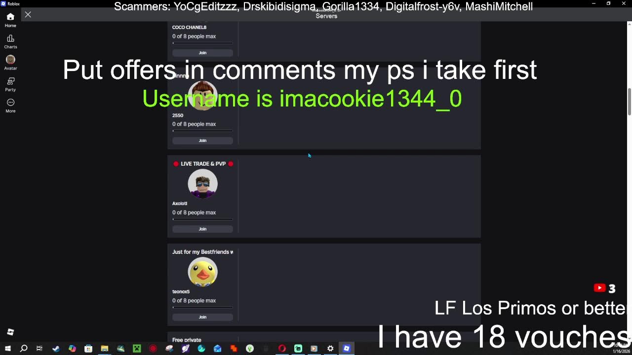 Trading and Indexing stuff with viewers in chat