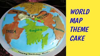 World Map Theme Cake. World Map Decorations On cake.