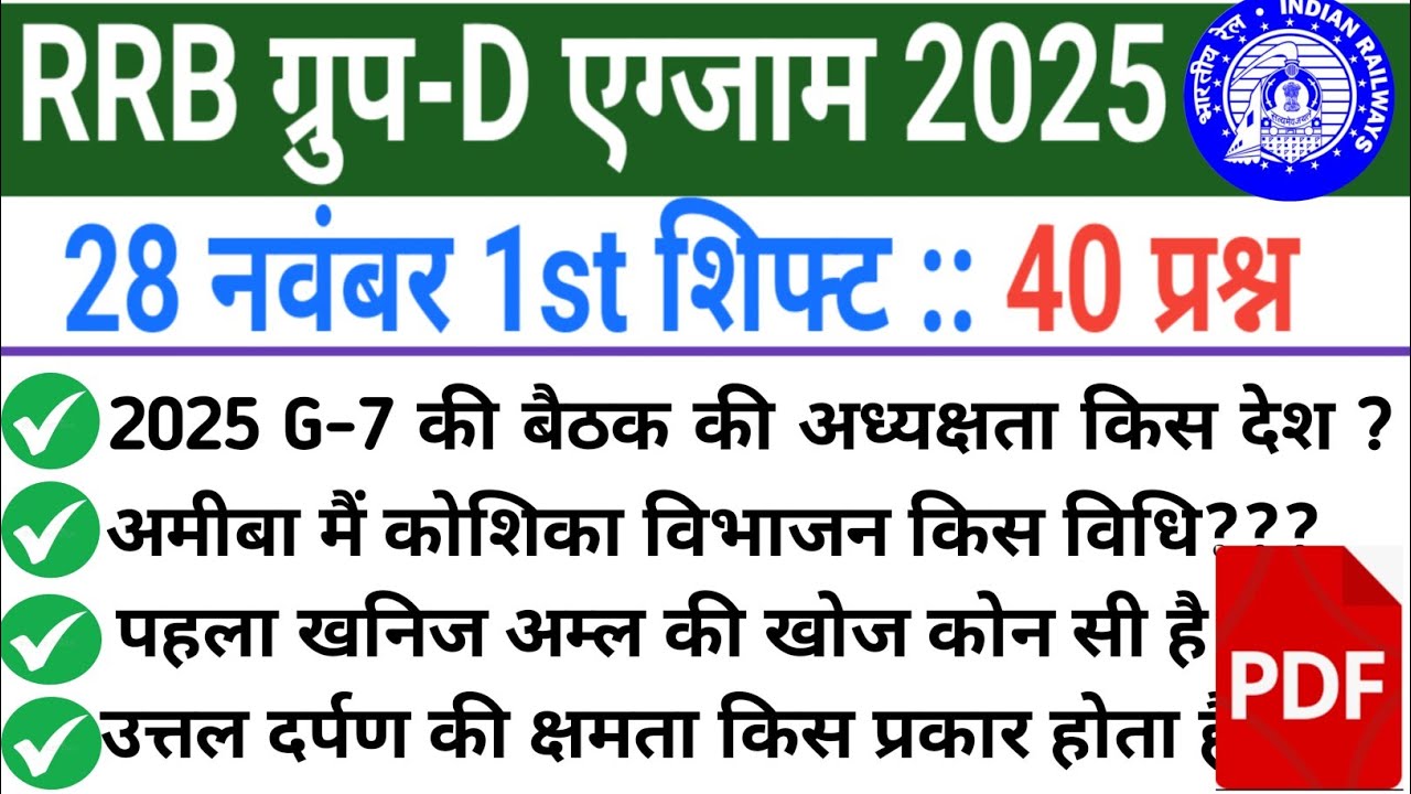 RRB Group D 28 November 1st Shift Analysis | RRB Group D Analysis 2025। 28 nov 1st shift analysis  