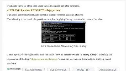 How to rename table in mysql query