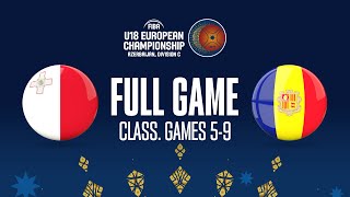 Malta v Andorra | Full Basketball Game | FIBA U18 European Championship 2023