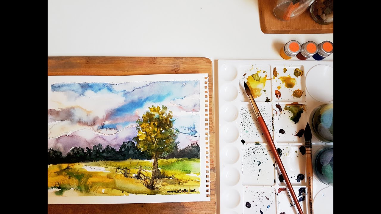 Pen and wash watercolor in my Landscape Sketching - YouTube
