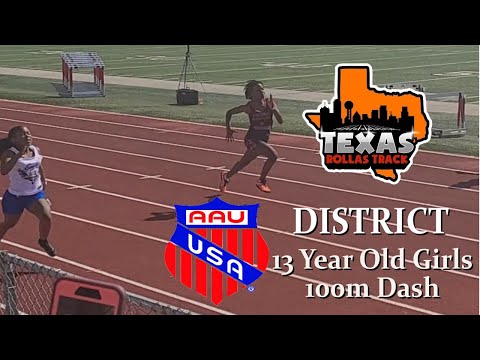 13yo Girls 100m Dash | 2023 AAU District Meet in Arlington, TX | ft. Jacarra Calloway | TX Rollas TC