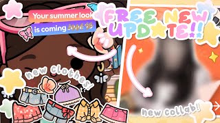 ALL NEW FREE SUMMER COLLAB OUT NOW!! New outfit designer update 🌴🌺 // toca boca free new updates! 💗