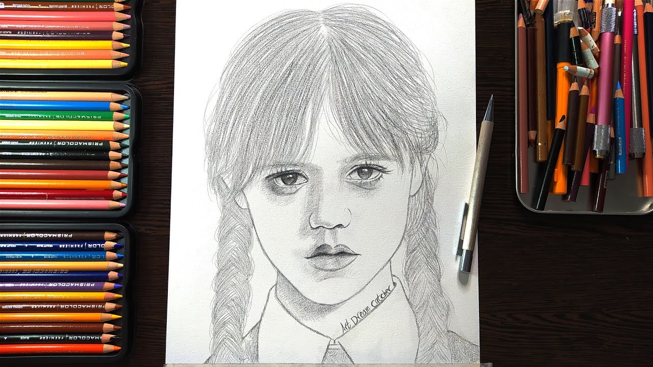 How to draw Wednesday Addams / Jenna Ortega | pencil sketch - YouTube