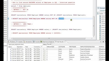 SQL INTERVIEW QUESTION SECOND MAX SALARY