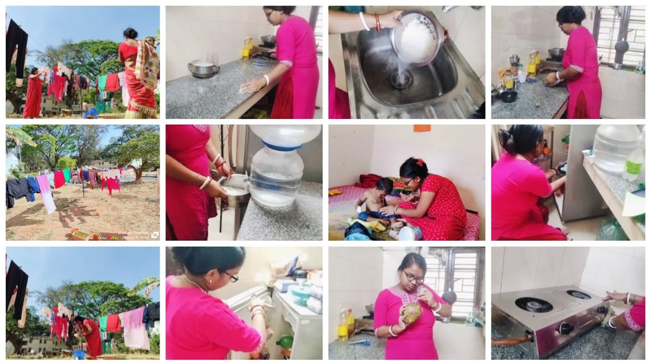 গরমের সকাল⏰৮টাই উঠে বাসিকাজ+টিফিন সেরে রান্না করে+ রান্নাঘর+ফ্রিজ clean করে চকচকে করলাম ✅Bangla vlog