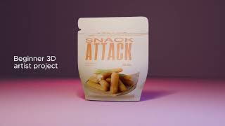 Snack Attack Snack Bag 3D Model | Blender Packaging Mockup