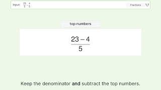 Solve 23/5-4/5: Operations with fractions Video Solution