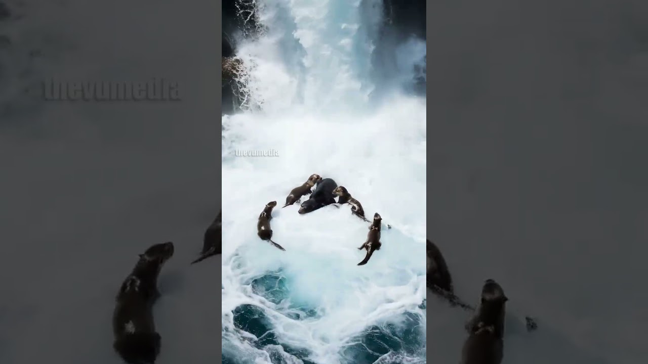 Otters Rescue Drowning Bear Cub From Danger! 