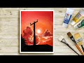 Electric Post Acrylic Painting For Beginners - Step By Step / Daily Art Challenge #192
