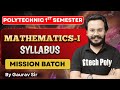 Mathematics-I | Syllabus Discussion | Mission Batch | BTEUP 2025
