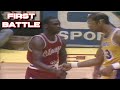 1984 rookie michael jordan first game vs magic johnson  kareem abduljabbar