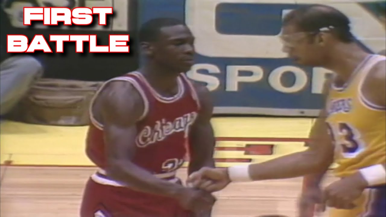 1984 Rookie Michael Jordan First Game vs Magic Johnson  Kareem Abdul Jabbar
