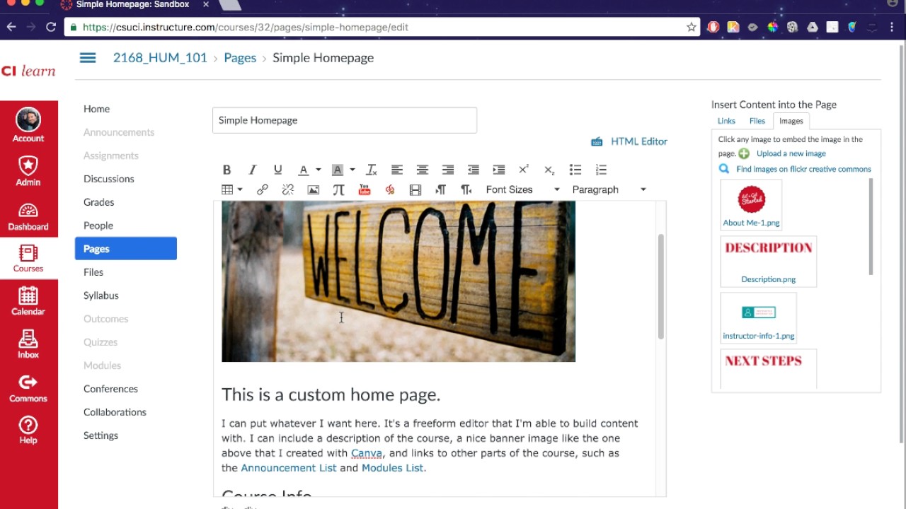 Canvas Homepage Templates