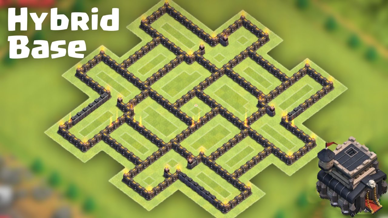 Clash of clans Town Hall 9 (TH9) Best Hybrid Base Farming after Big