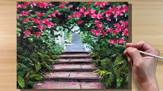 Acrylic Painting Stairway Garden / Time-lapse
