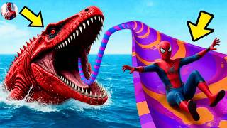 😱 Epic Water Slide Rescue! | Save Spiderman from Hungry Shark 💦 | GTA 5 Ragdoll Fun