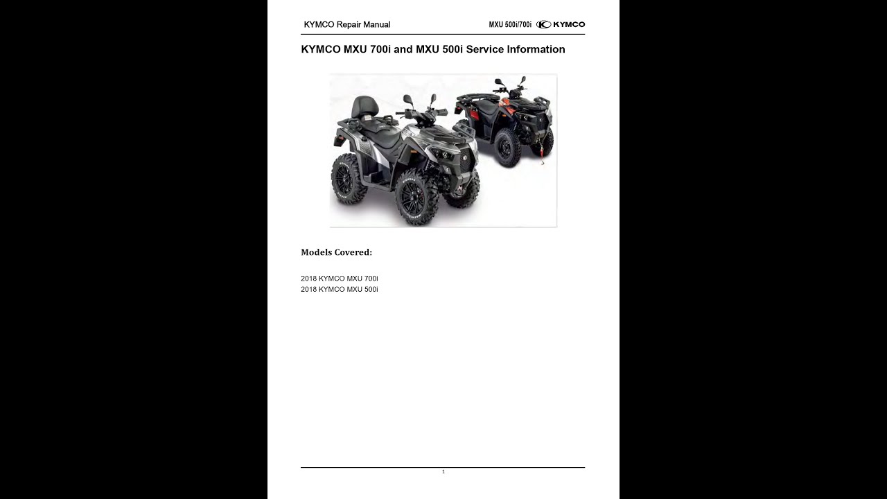 Manuel atelier Kymco MXU 500i et MXU 700i 1er partie - YouTube
