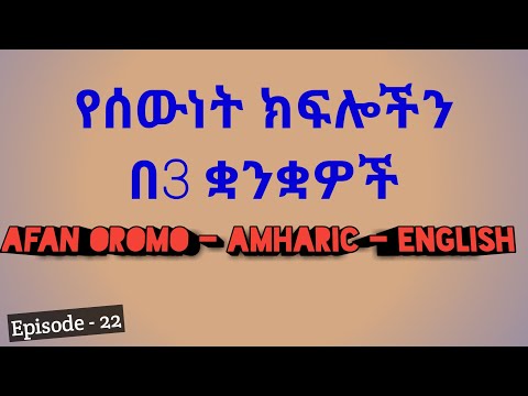 Learn Names Of Your Body Parts In English In Amharic In Afan Oromo የሰውነት ክፍሎችን በ3 ቋንቋዎች ይማሩ 