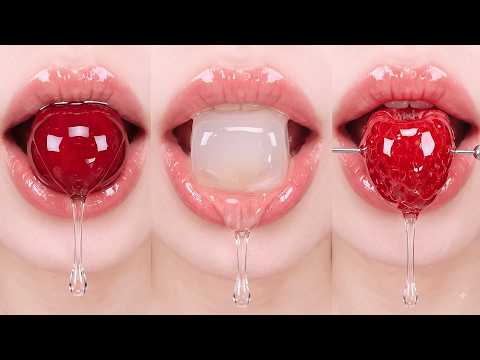 Satisfying ASMR Eating Emoji Food Challenge Wax Candy Frozen Honey